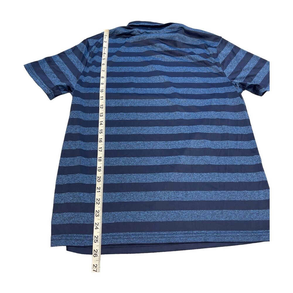 Old Navy Polo Shirt Men's Small Blue Black Striped 100% Polyester Active Golf - Picture 4 of 7